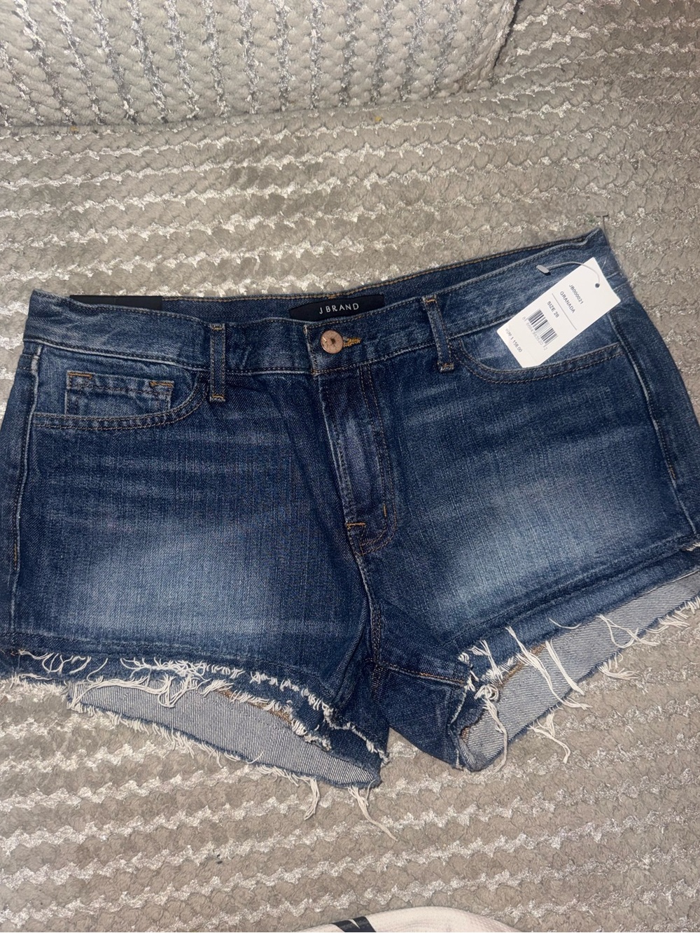 J Brand Blue Denim Shorts with Contrast Stitching